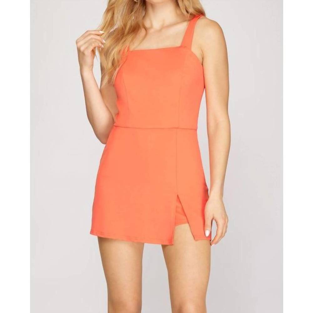NEW SHE + SKY athletic romper in coral